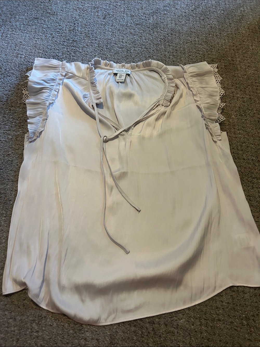 Rachel Zoe Cream Ruffled Cap-Sleeve Silk Blouse